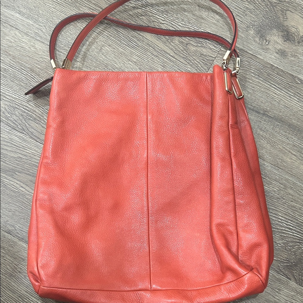 Chic Burnt Orange Leather Coach Shoulder Bag